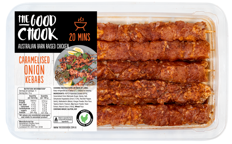 The Good Chook Kebabs Caramelised Onion 5pk 375g