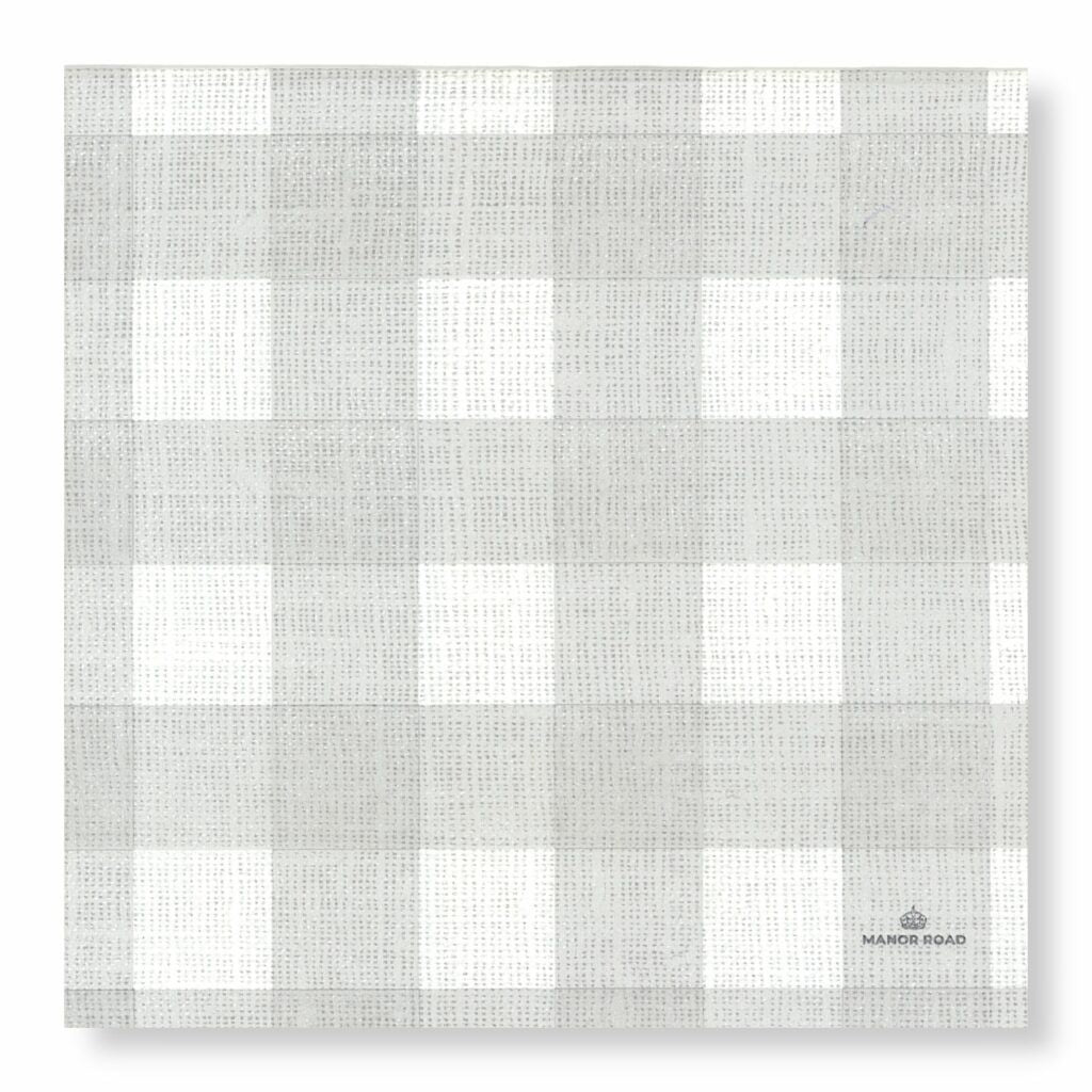 Manor Road Napkins Dinner Gingham Soft Grey 20pk