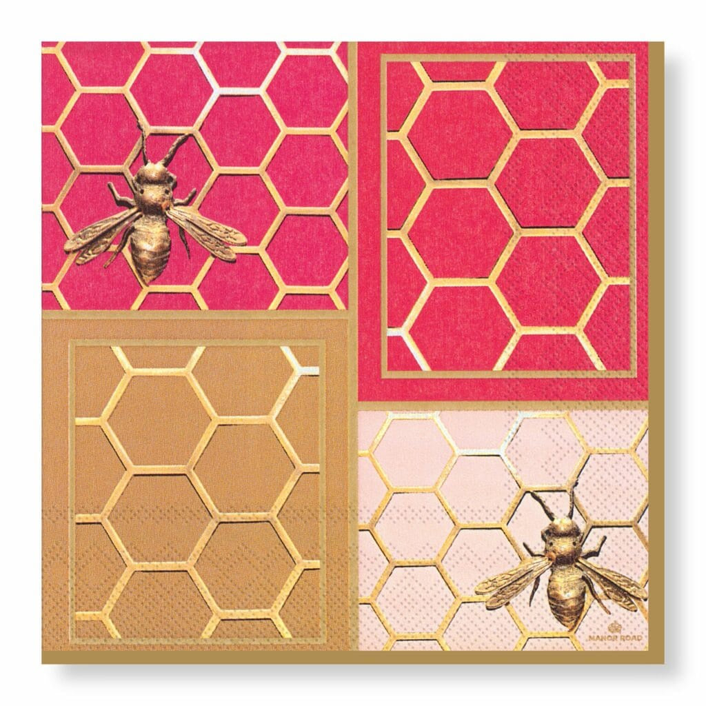 Manor Road Napkins Cocktail Colourblock Bees 20pk