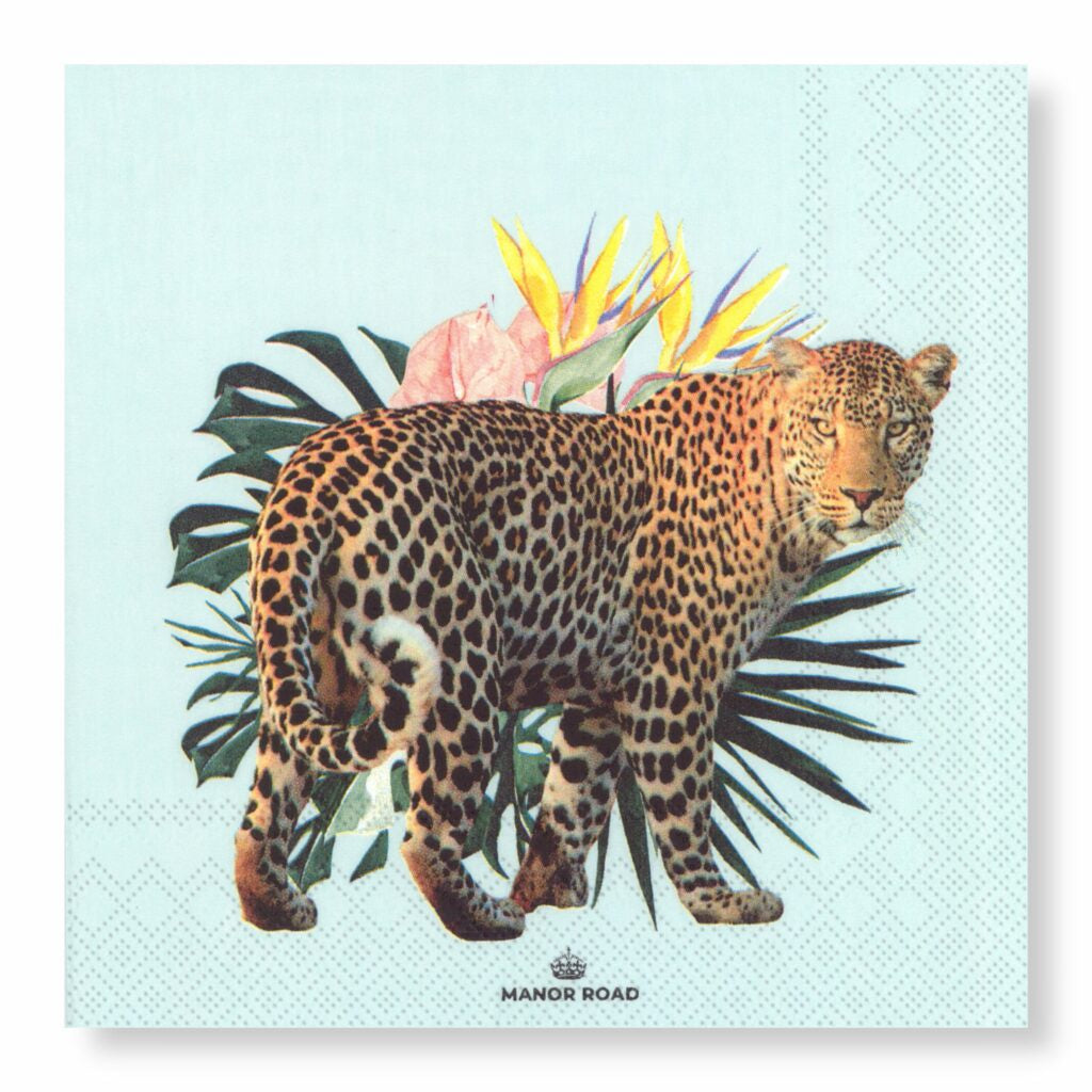 Manor Road Napkins Cocktail Ice Leopard 20pk