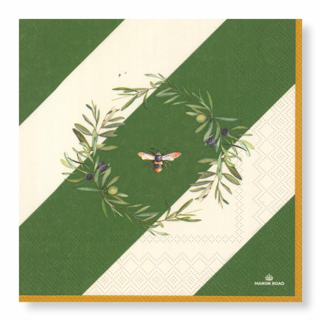 Manor Road Napkins Luncheon Olive & Bee 20pk