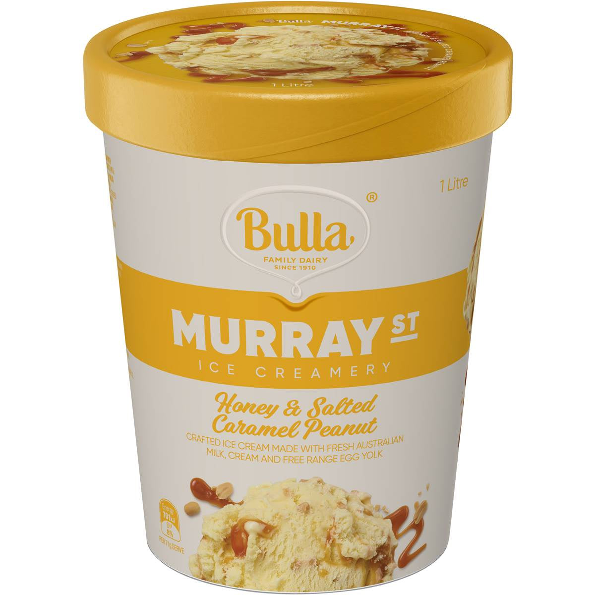 Bulla Murray St Ice Cream Honey & Salted Caramel Peanut Icecream 1L