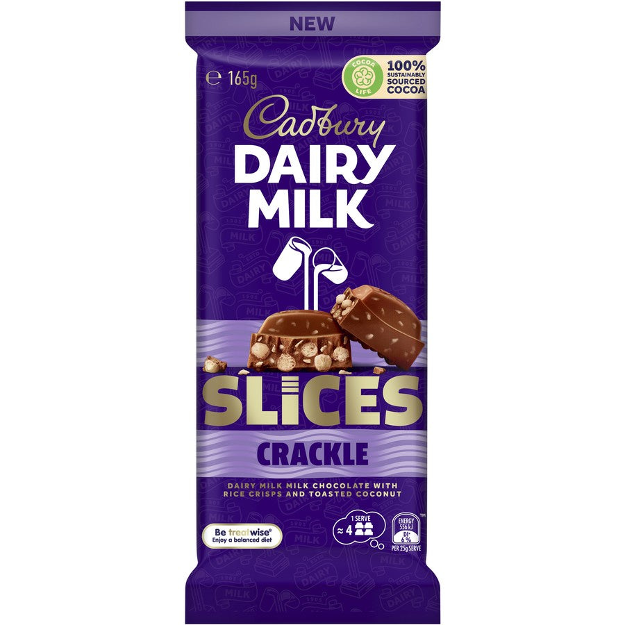 Cadbury Chocolate Block Slices Crackle 165g