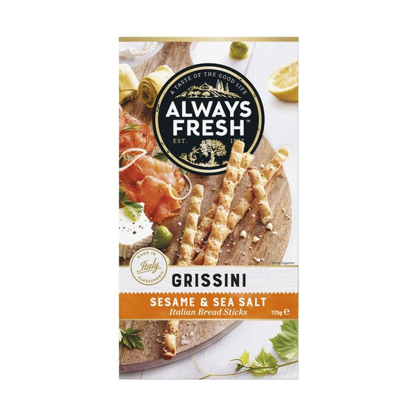 Always Fresh Grissini Bread Sticks Sesame & Sea Salt 125g