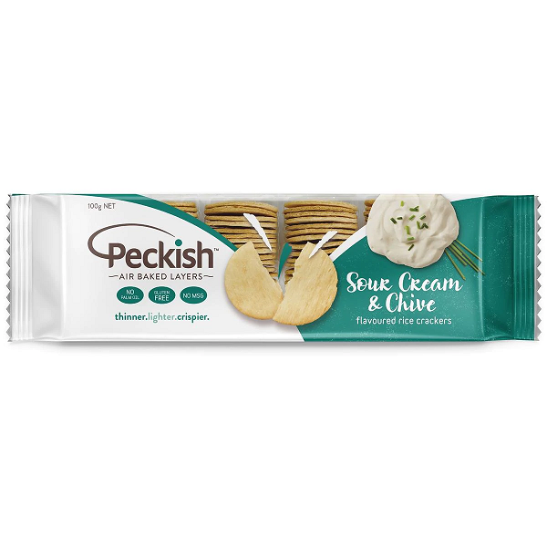 Peckish Rice Crackers  Sour Cream & Chive 90g