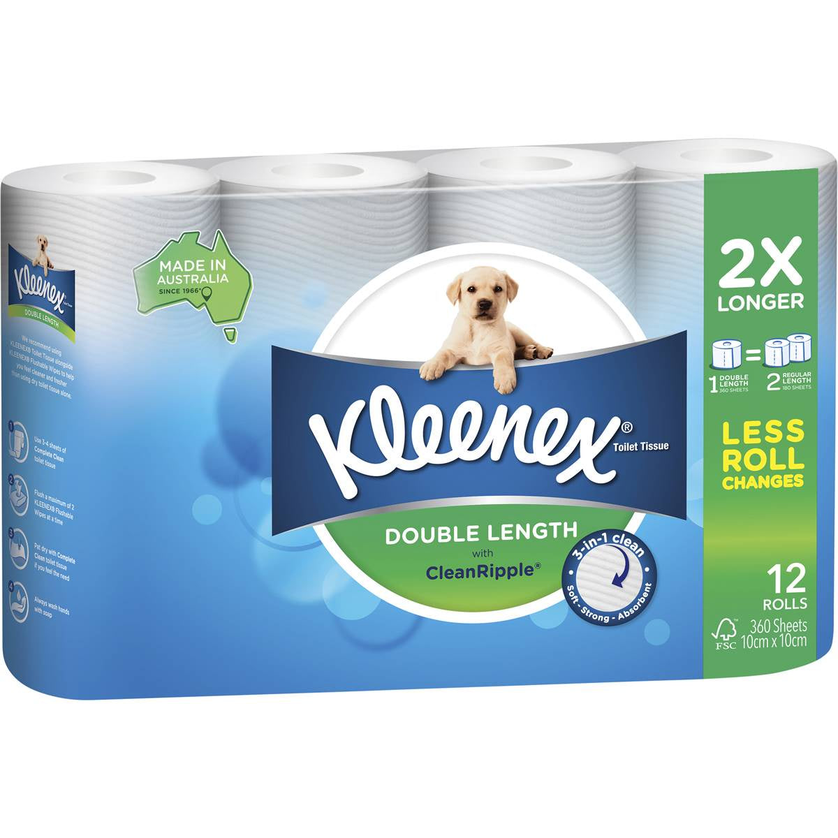 Kleenex Toilet Roll Double Length White 12pk