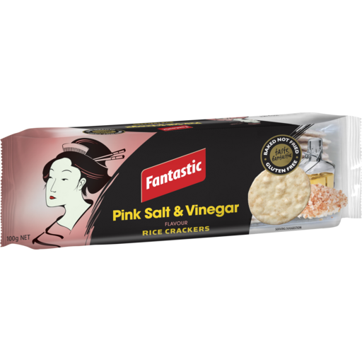 Fantastic Rice Crackers Pink Salt & Vinegar 100g