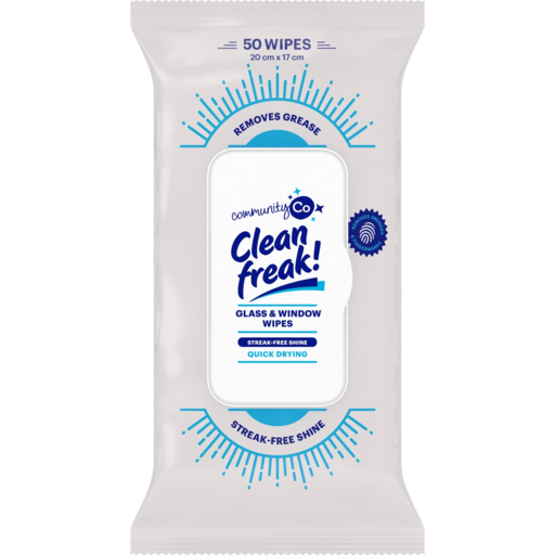 Community Co Clean Freak Glass & Window Wipes 50pk