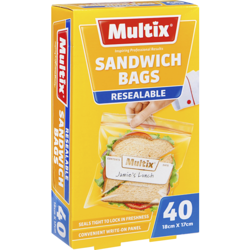 Multix Sandwich Size Resealable Bag 40pk