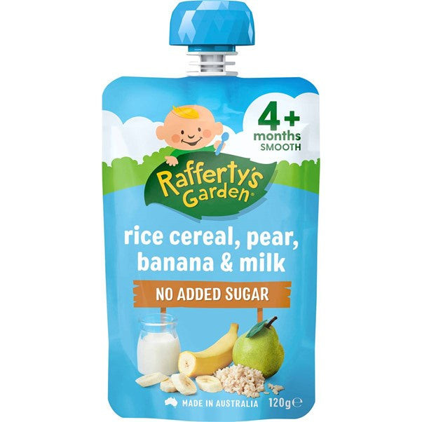 Rafferty's Garden 4m+ Rice Cereal, Pear, Banana & Milk 120g