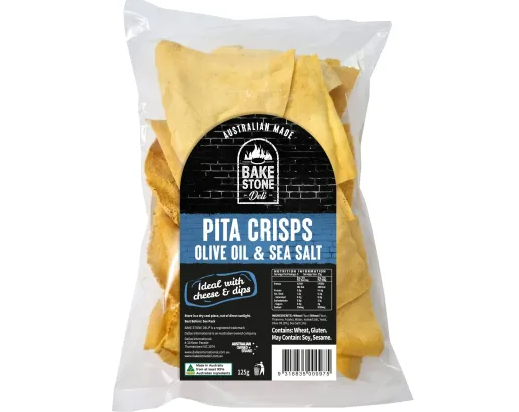 Bake Stone Pita Crisps Olive Oil & Sea Salt 125g