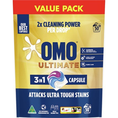 Omo Ultimate 3in1 Laundry Capsule Value Pack 50pk