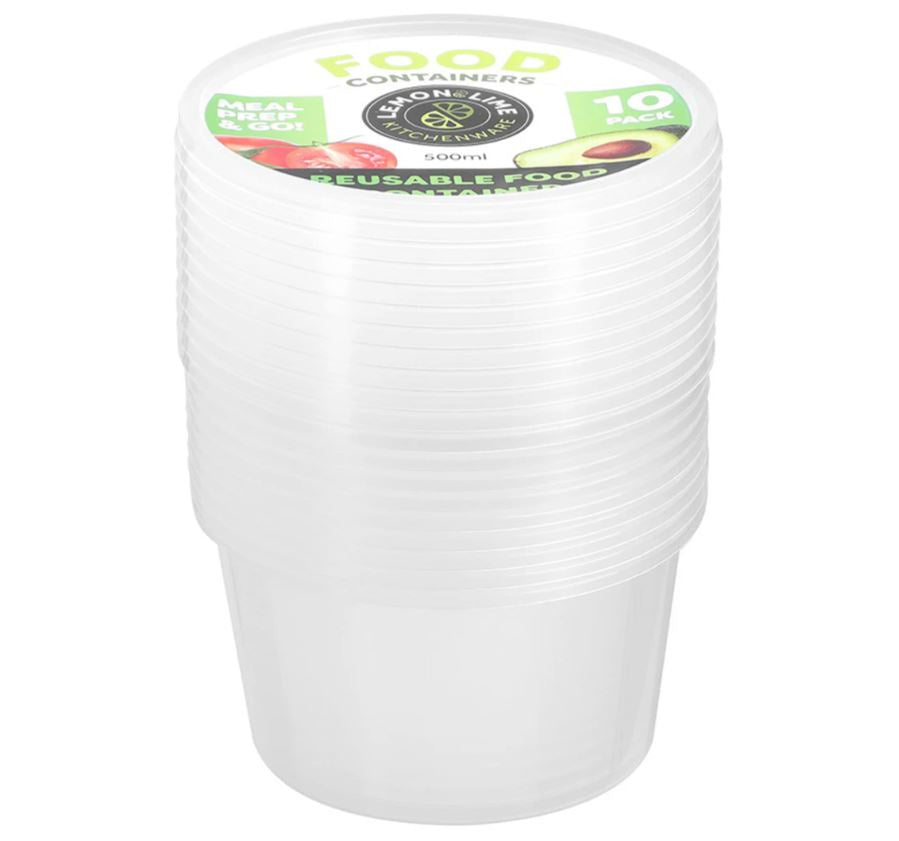 Lemon & Lime Disposable Food Containers Round 500ml 10pk