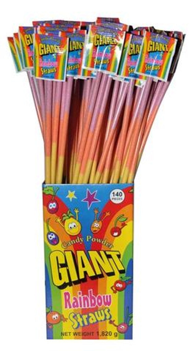 Giant Rainbow Candy Powder Straws 13g