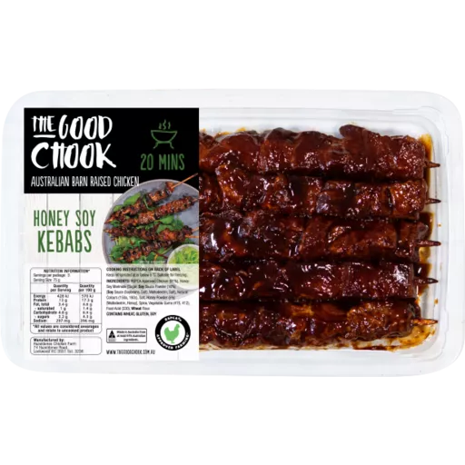 The Good Chook Kebabs Honey Soy 375g