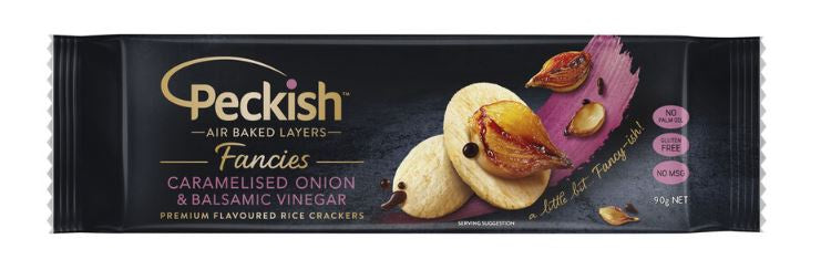 Peckish Fancies Rice Crackers Caramelised Onion & Balsamic Vinegar 90g