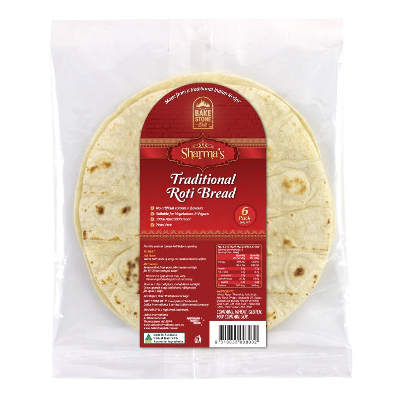 Bake Stone DeSharmas Roti Traditional 6pk 280g