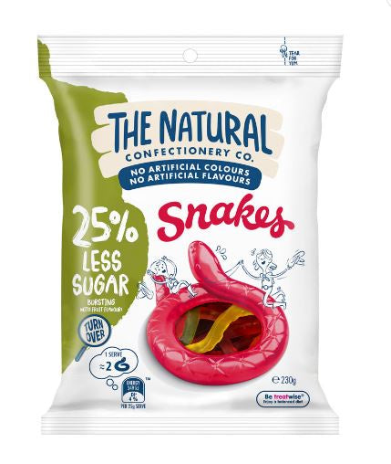 The Natural Confectionery Co. Reduced Sugar Snakes Lollies 230g