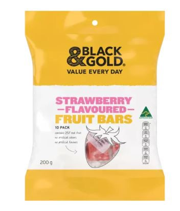 Black & Gold Strawberry Fruit Bars 200g