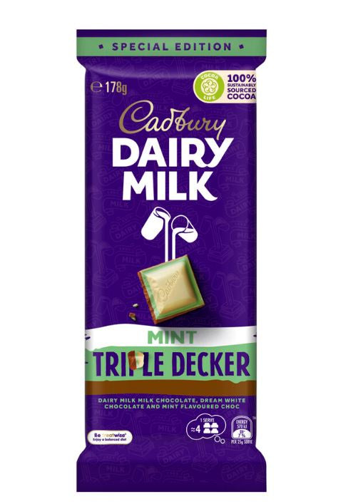 Cadbury Chocolate Block Mint Triple Decker 178g