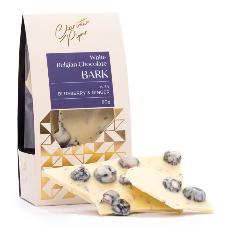 Charlotte Piper Bark White Chocolate Blueberry & Ginger 80g