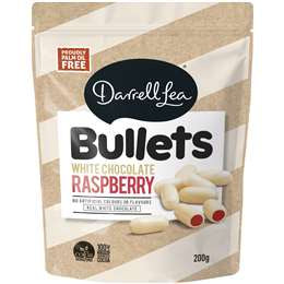 Darrell Lea White Chocolate Raspberry Liquorice Bullets 180g^