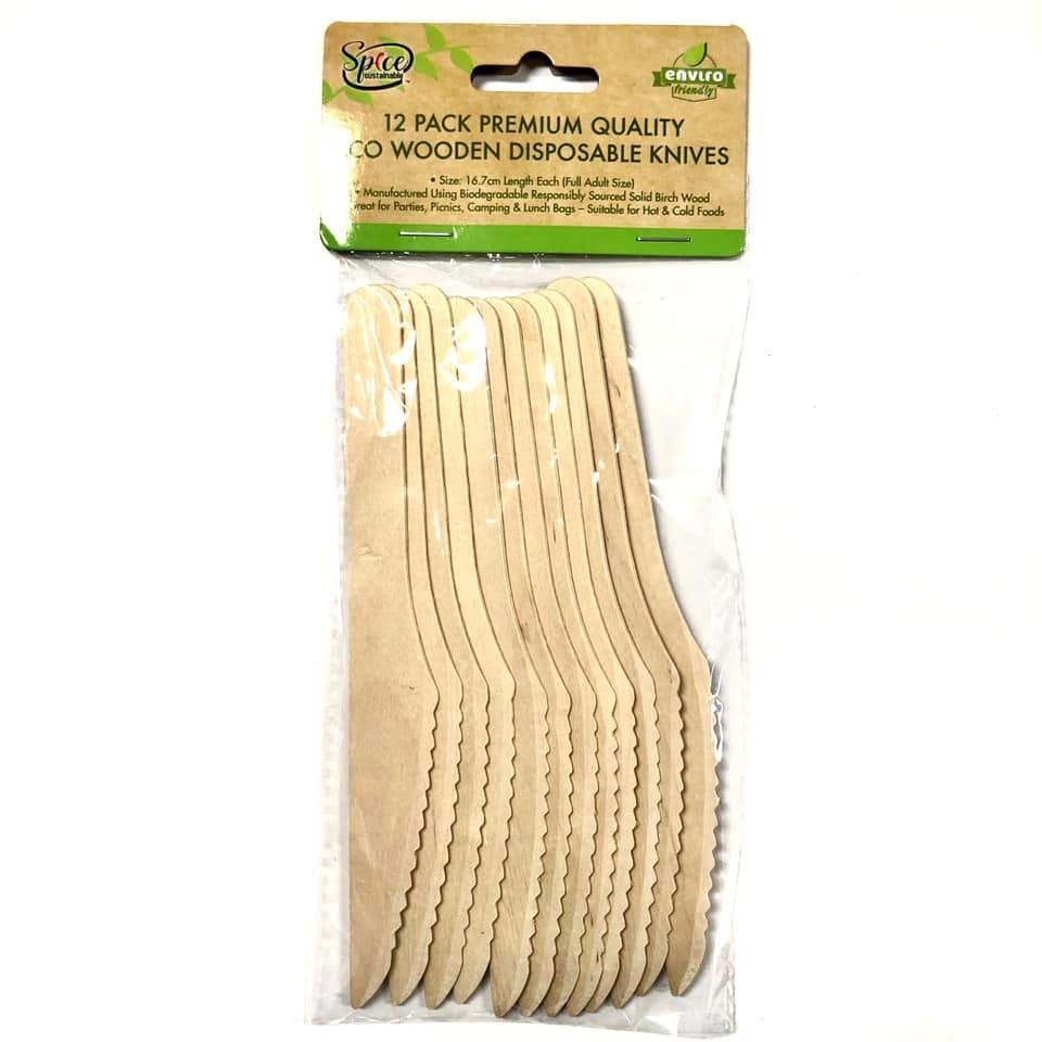 Eco Wooden Cutlery - Knife 12pk