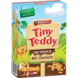 Arnott's Tiny Teddy Biscuits Half Coated Milk Chocolate 200g