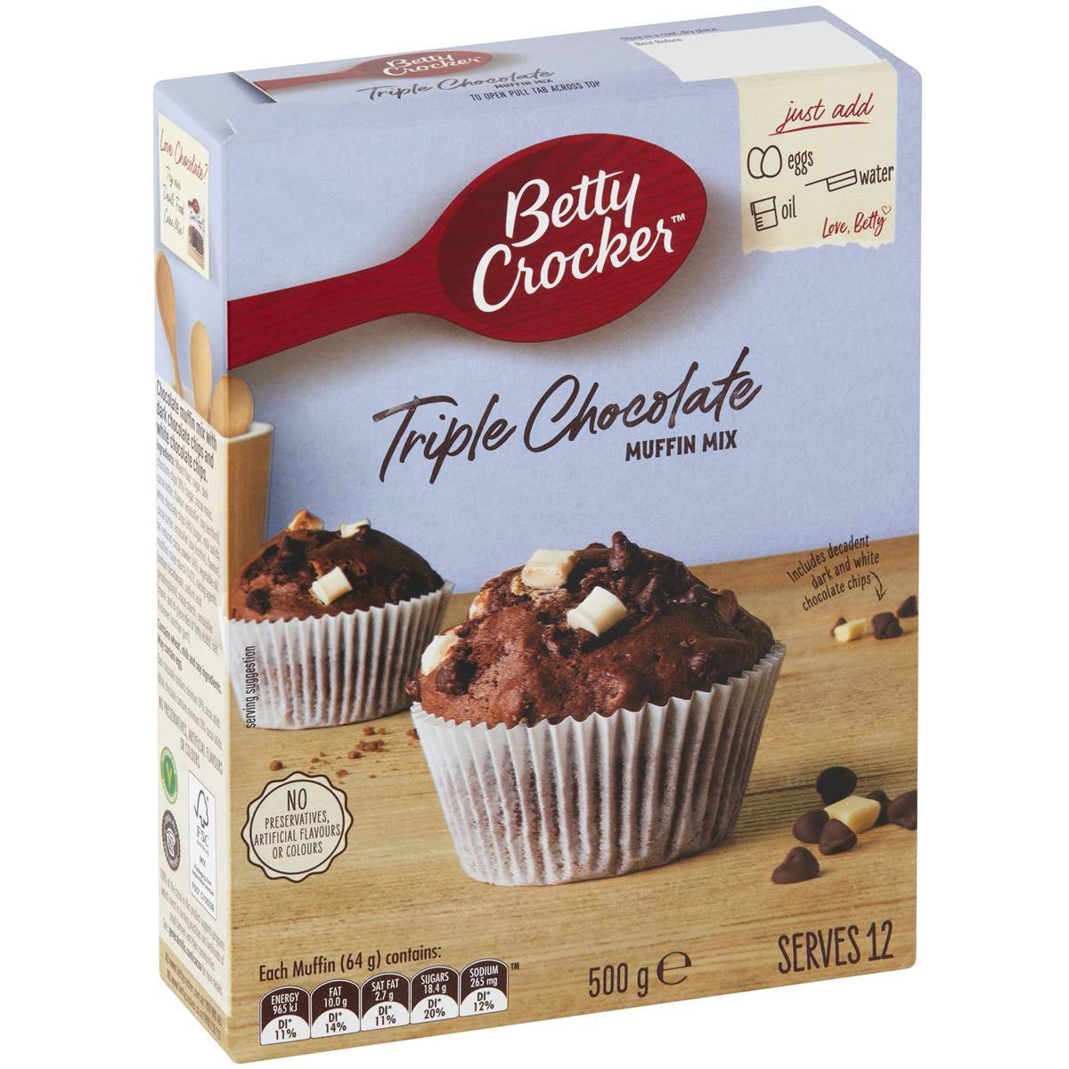 Betty Crocker Triple Chocolate Muffin Mix Muffin Mix 500g