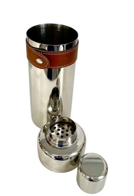 Stainless Steel Cocktail Shaker: Leather Trim