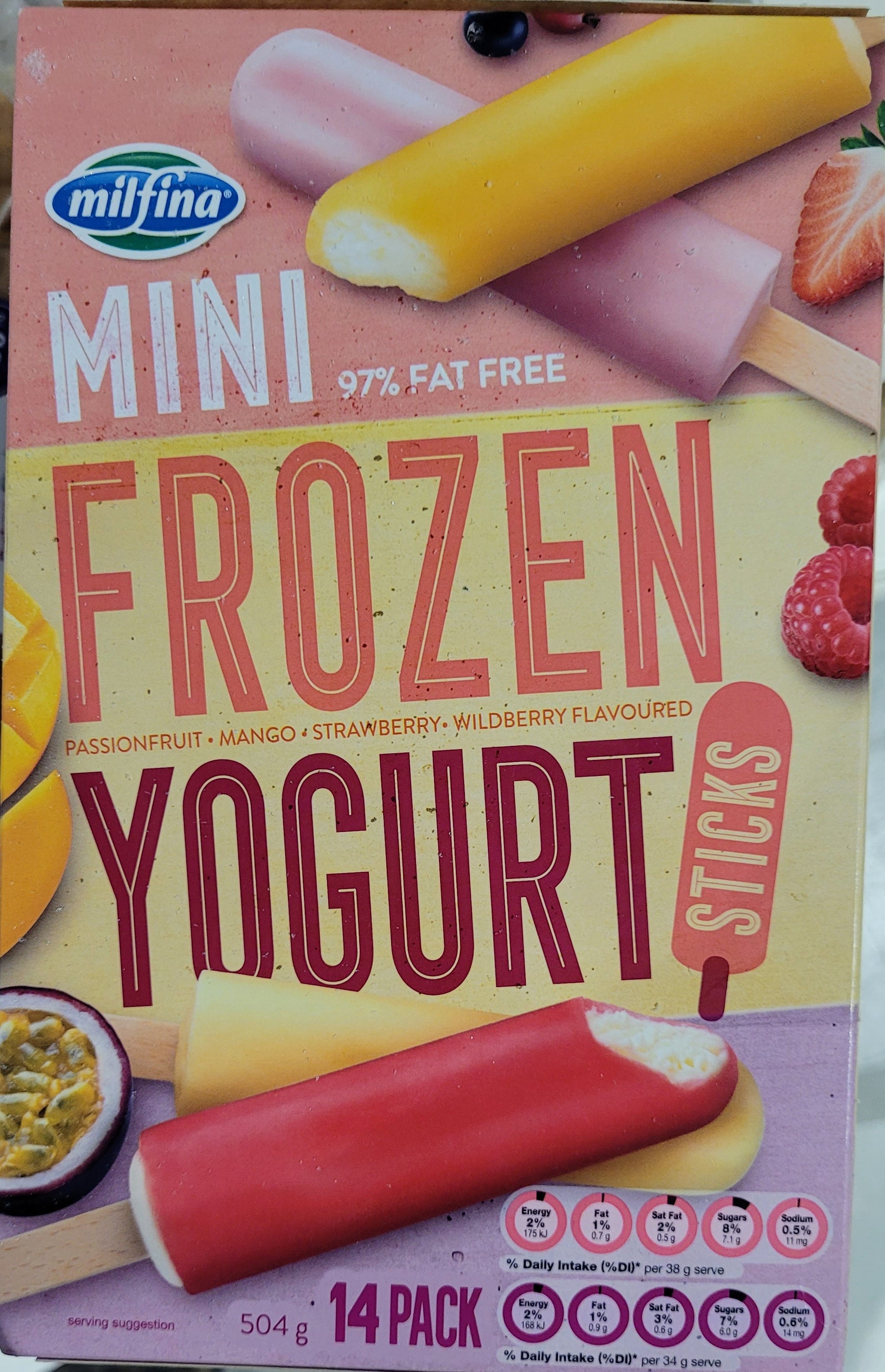 Milfina Mini Frozen Yoghurt Sticks 14pk