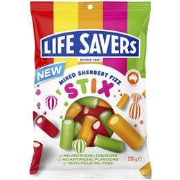 Lifesavers Mixed Sherbert Fizz Stix 200g