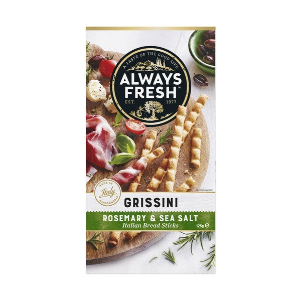 Always Fresh Grissini Bread Sticks Rosemary & Sea Salt 125g