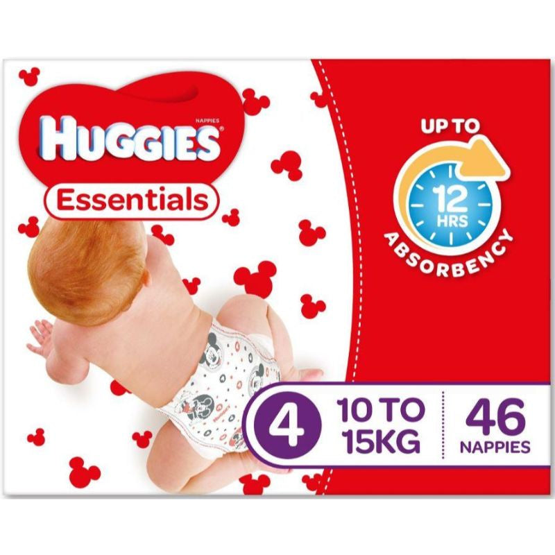 Huggies Essential Nappy Size 4 Toddler 10-15kg 46pk