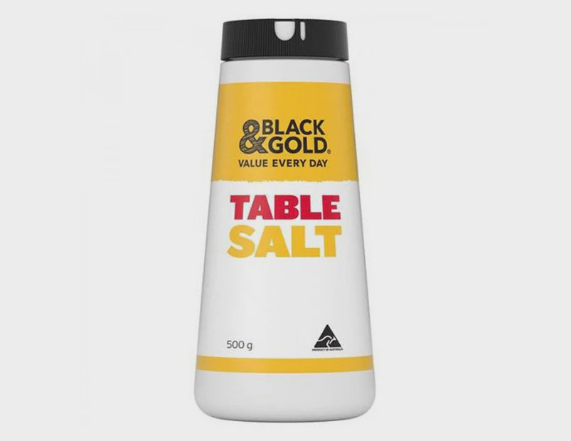 Black & Gold Table Salt Plain Drum 500g