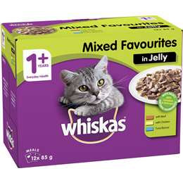 Whiskas 1+ Years Mixed Favourites In Jelly Wet Cat Food Pouch 85g x 12pk