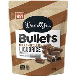 Darrell Lea Milk Chocolate Liquorice Bullets 204g