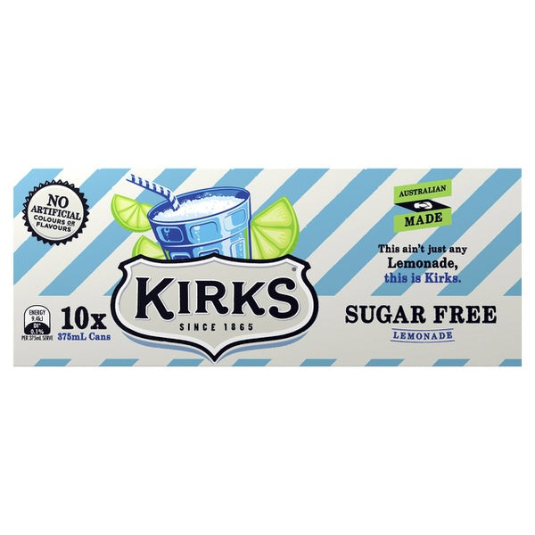 Kirks Drink Sugar Free Lemonade 10x375ml