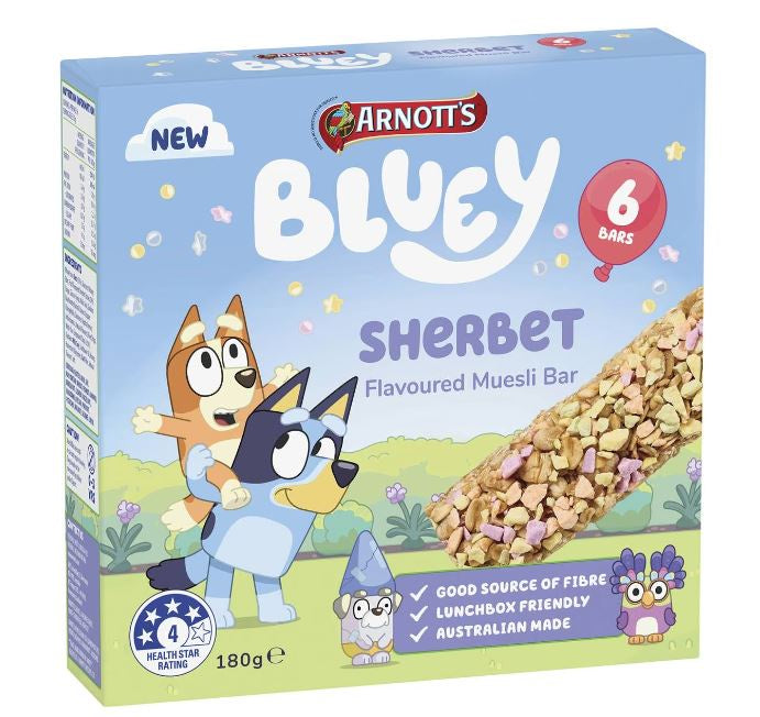 Arnotts Bluey Sherbet Flavoured Muesli Bars 6pk