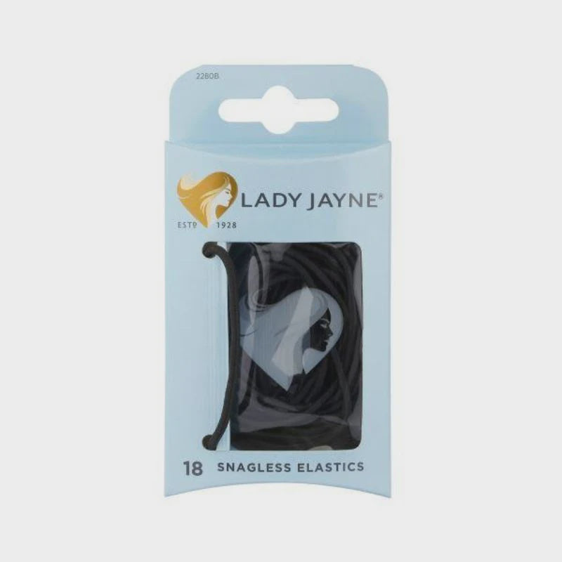 Lady Jayne Thin Black Elastics 18pk