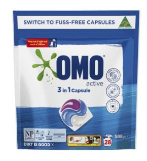 Omo Active 3in1 Laundry Capsule 588g 28pk