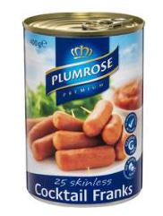 Plumrose Premium Cocktail Franks Skinless 400g