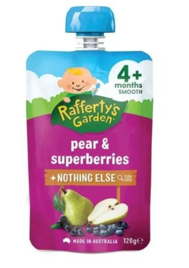 Rafferty's Garden 4m+ Pear & Superberries Baby Food 120g