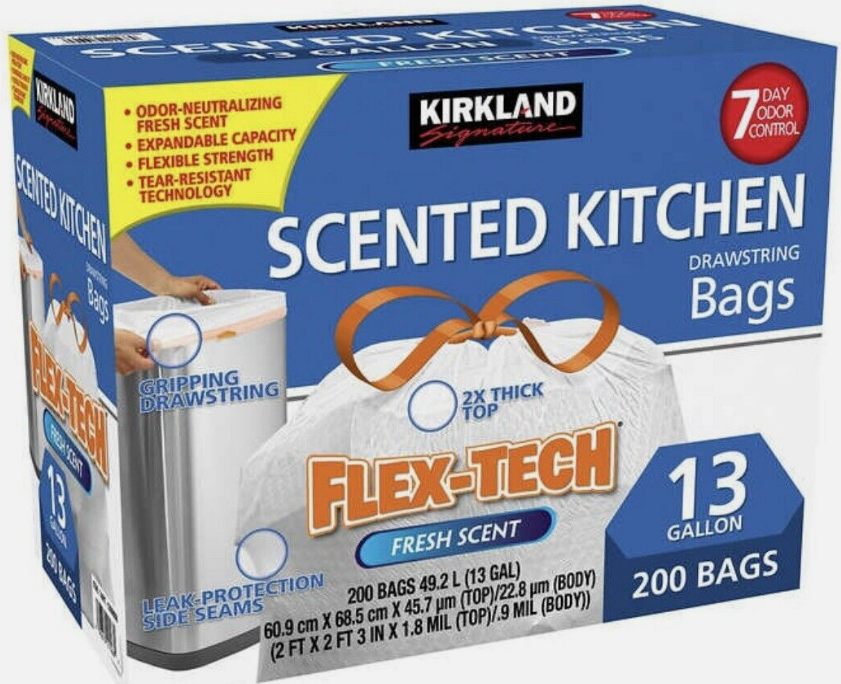 Kirkland Scented Flex-Tech Drawstring Bags 13 Gallon 200pk