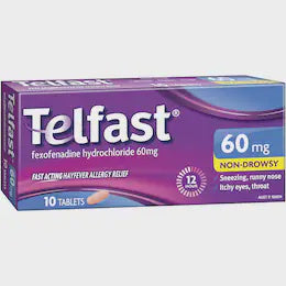 Telfast Hayfever 60mg Antihistamine Tablets 10pk