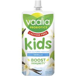 Vaalia Kids Yoghurt Pouch Lactose Free Vanilla 140g