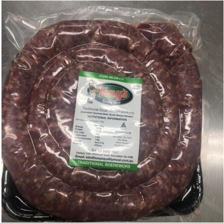 Tony's Boerewors Traditional 1kg (Frozen)