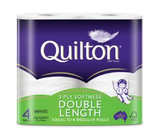 Quilton 3ply Toilet Tissue Double Length 4pk