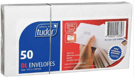 Tudor Envelopes DL 50pk