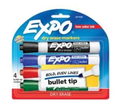 Expo Dry Erase Markers Asst Bullet Tip 4pk